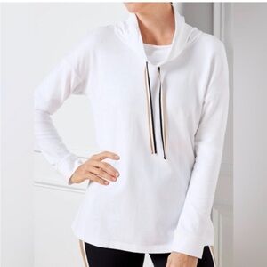 Talbots Classic White Cowl Neck Sweatshirt with drawstring size small